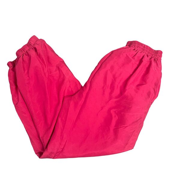 VTG Red 100% Silk Joggers Pants Women Sz M Pull On Quiet Luxury Lined High Rise - Picture 1 of 9